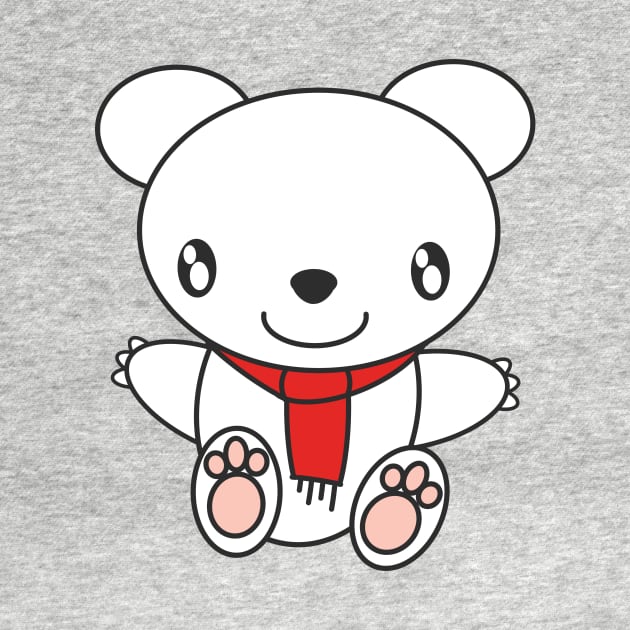 Cute Polar Bear with Red Scarf by Ryphna